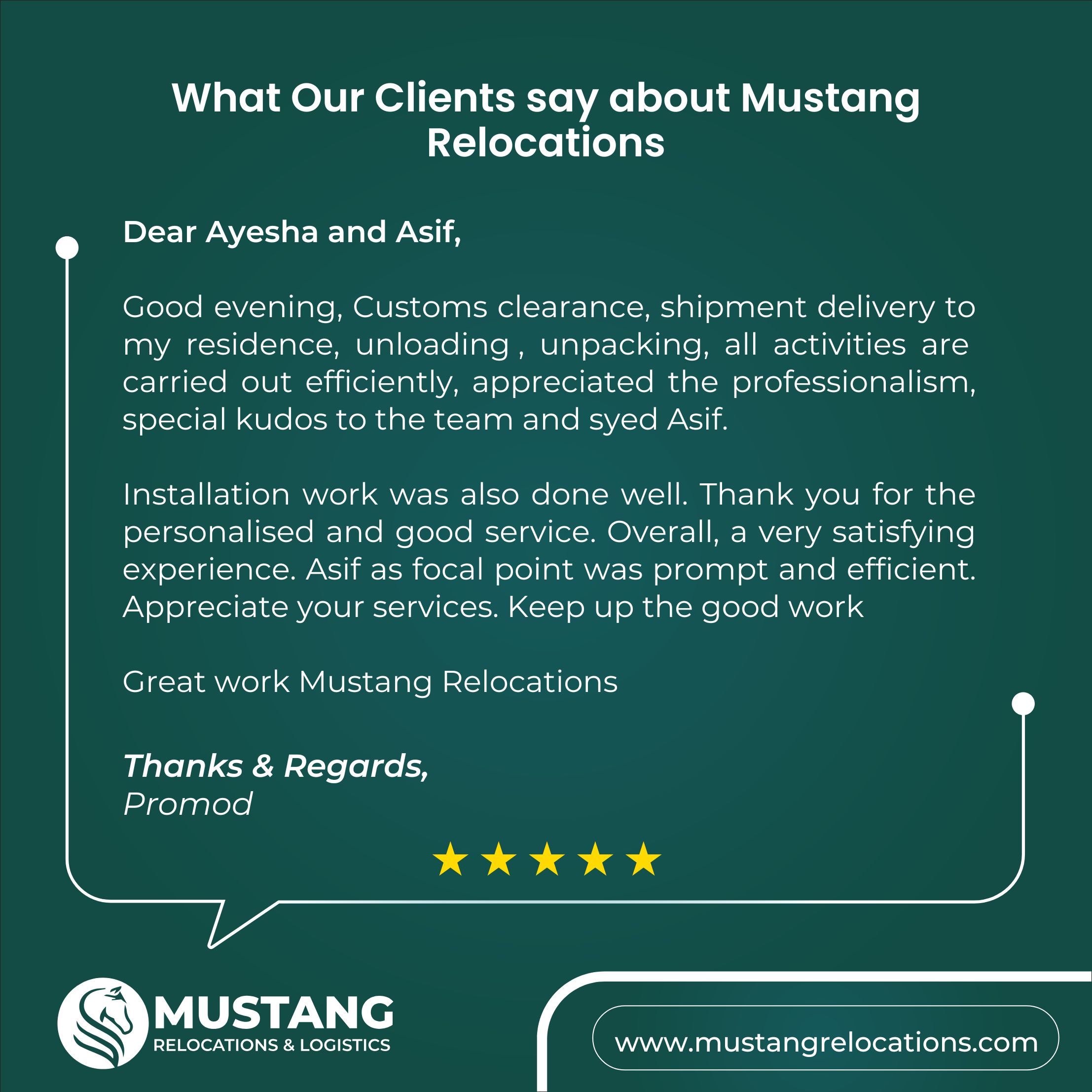 Mustang Relocations Feedback (2)