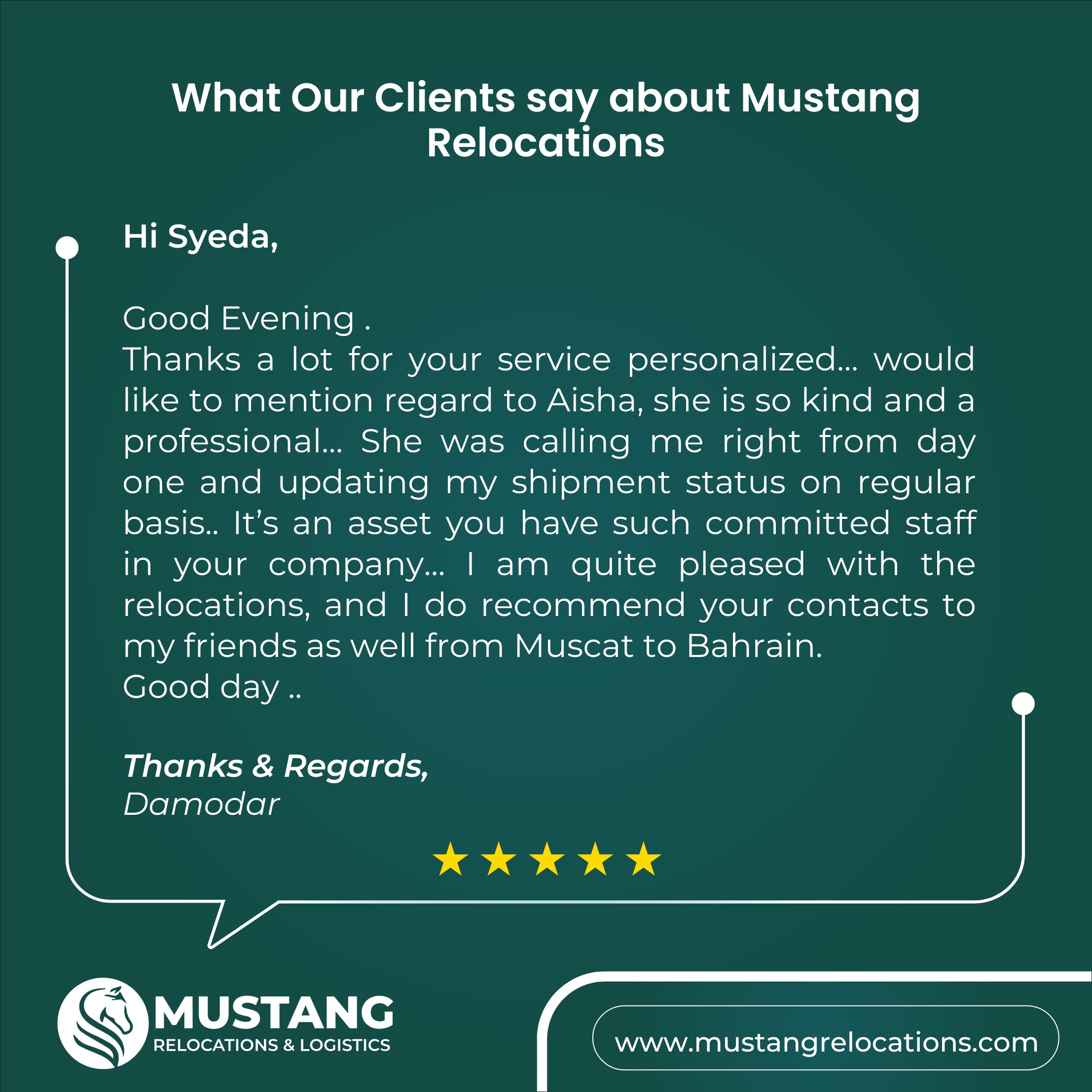 Mustang Relocations Feedback